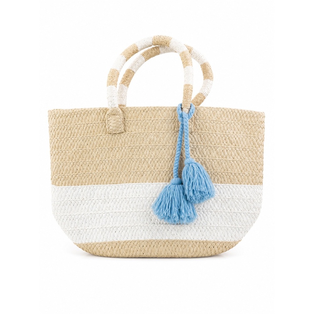 Altru Vintage Vacation Boho Straw Woven Tassel Beach Tote Shoulder Bag
